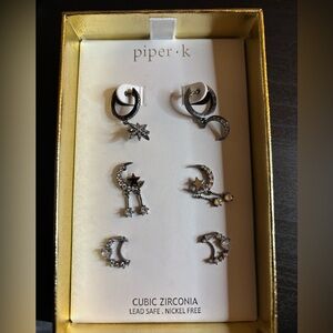 Piper K Silver Cubic Zirconia Earrings Set